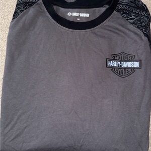 Harley-Davidson Gray and Black Raglan Short Sleeve Tee